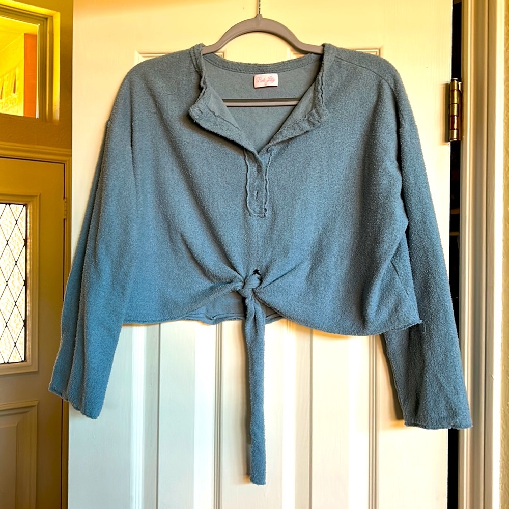 Pink Lily Fleece Cropped Top